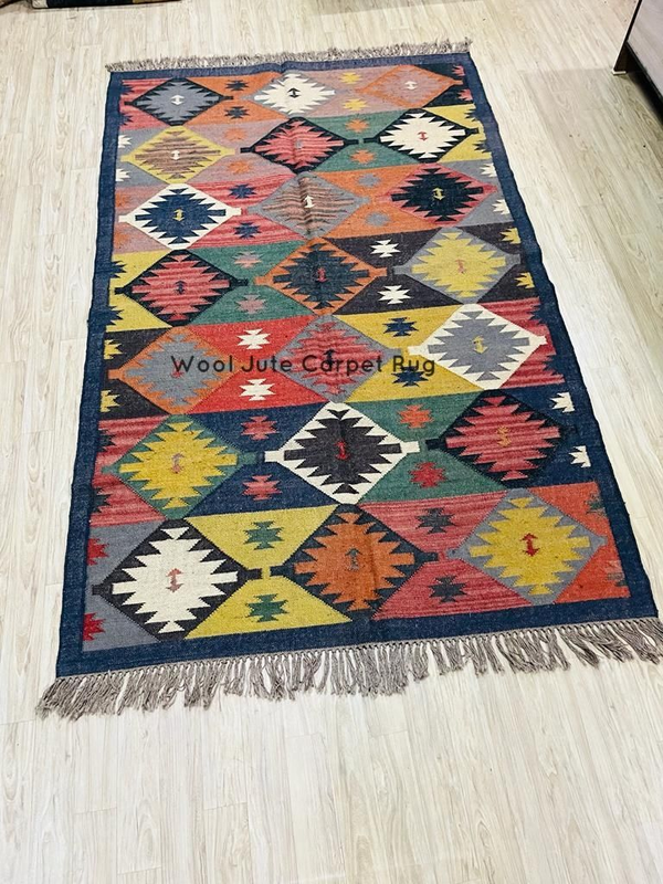 Handloom Wool Jute Kilim Rug